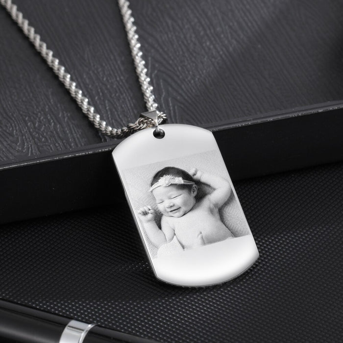 Personalized Stainless Steel Photo & Name Necklace