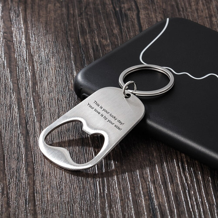 Personalized Stainless Steel Bottle Opener Photo Keychain