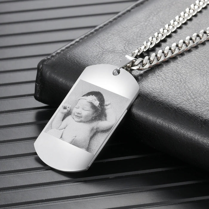 Personalized 1 Photo 1 Name 1 Date  Necklace