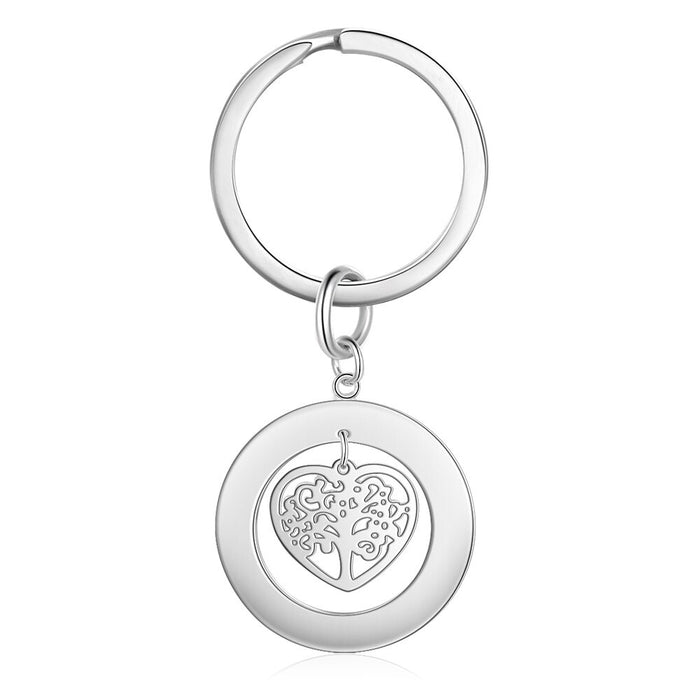 Personalized Stainless Steel Tree of Life Keychain