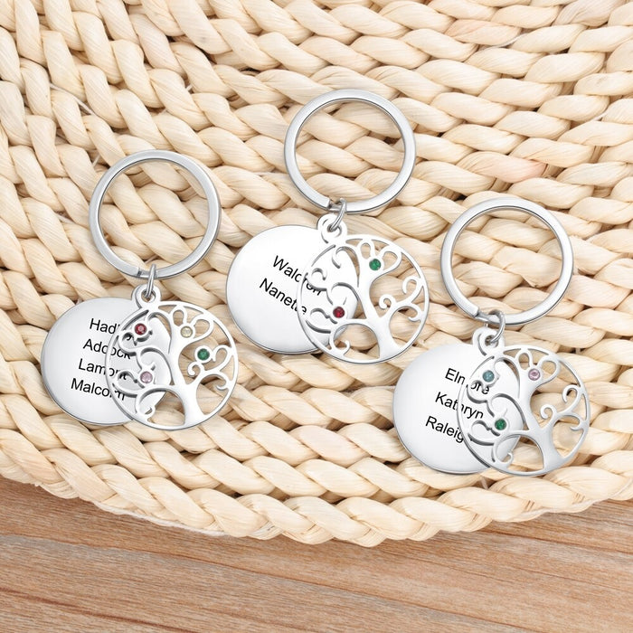 Personalized Tree of Life Keychains With 2 Names