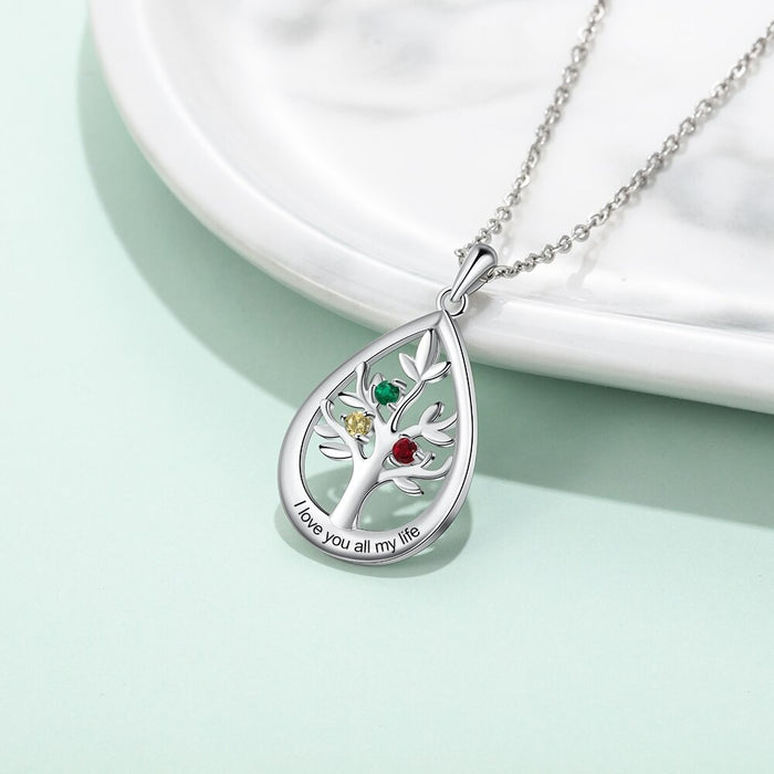 Personalized Tree of Life Necklace 4 Stones