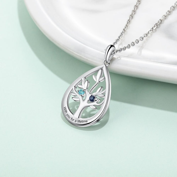 Personalized Tree of Life Necklace 4 Stones