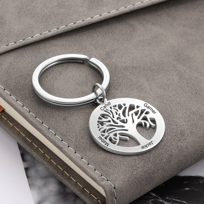 Stainless Steel Tree Shape Keychain With Engraving