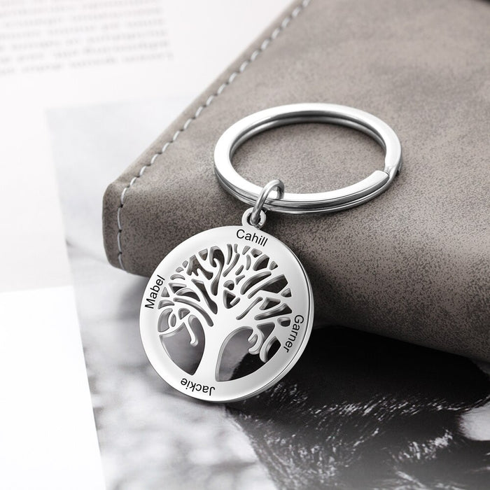 Stainless Steel Tree Shape Keychain With Engraving