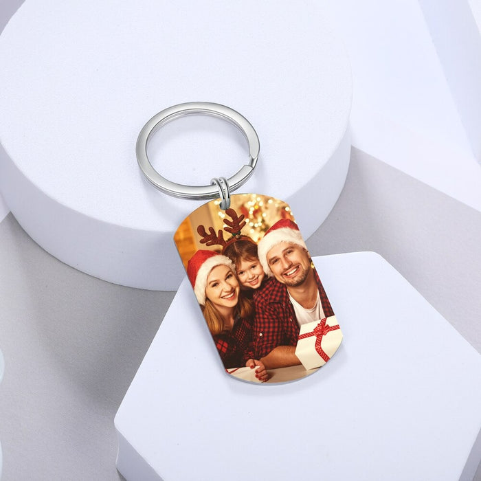 Stainless Steel Personalized Photo And Text Keychain