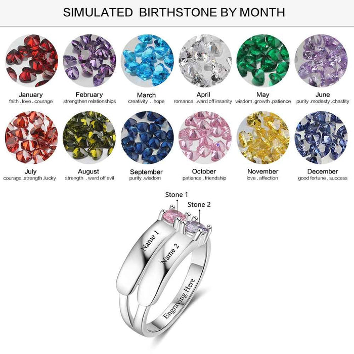 Personalized Double Birthstone Promise Ring For Women
