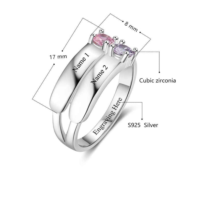 Personalized Double Birthstone Promise Ring For Women