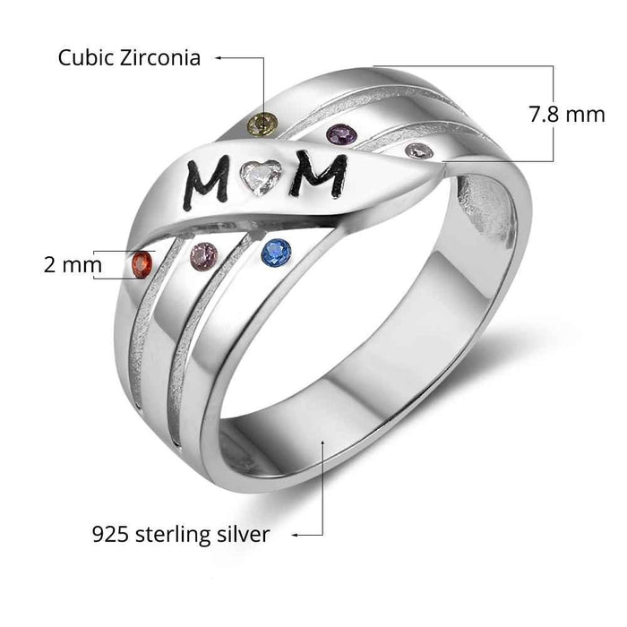 Custom Birthstone Mom Ring