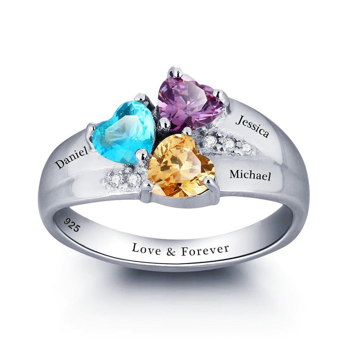 Personalized 3 Birthstone Ring