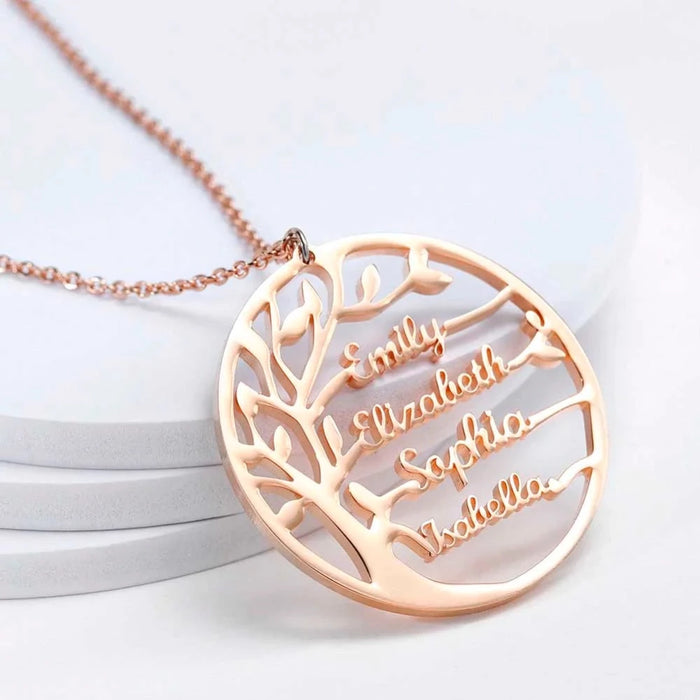 Personalized 4 Names Tree of Life Necklace