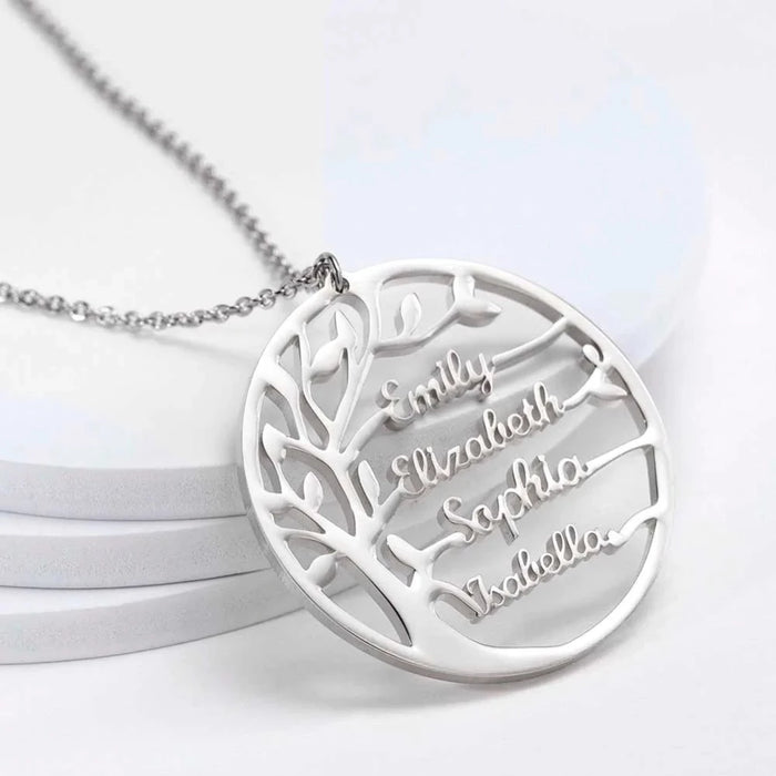 Personalized 4 Names Tree of Life Necklace