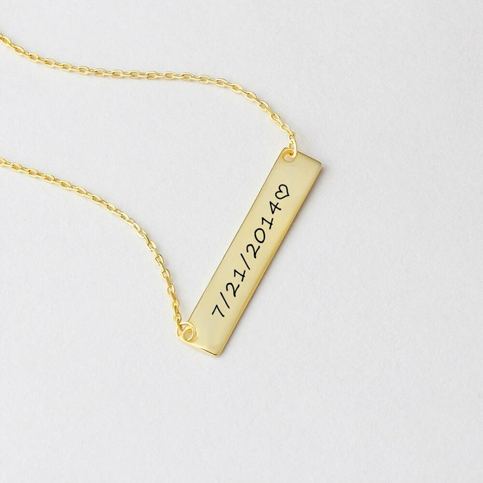 Customized 1 Date Name-Plate Necklace Pendant