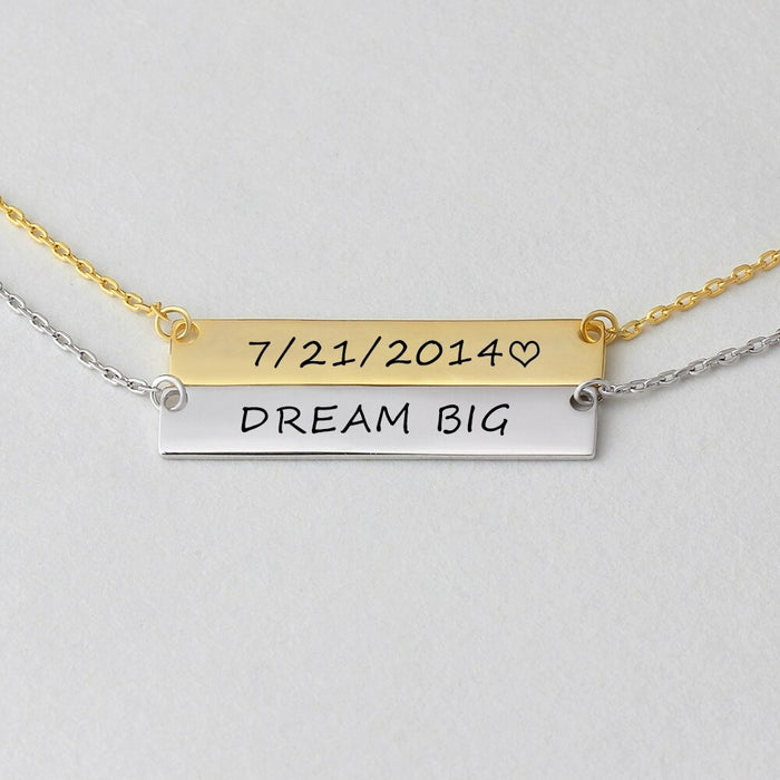 Customized 1 Date Name-Plate Necklace Pendant