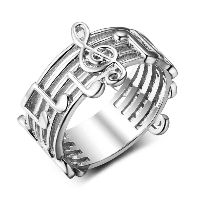 Silver Color Musical Note Pattern Rings