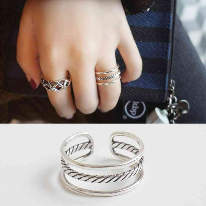Open Adjustable Finger Ring With 3 Layers