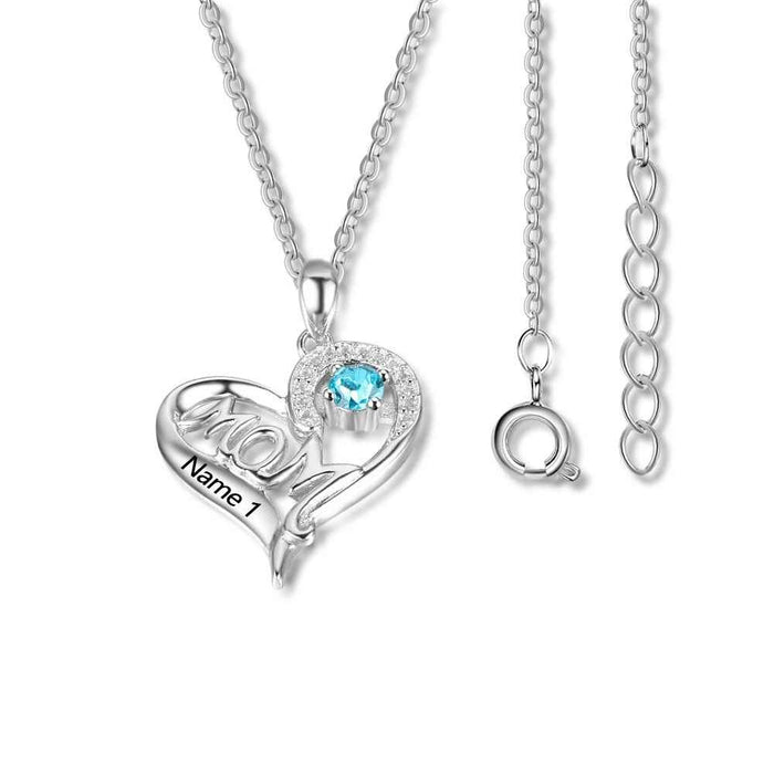 Personalized Silver Mom Shape Necklace