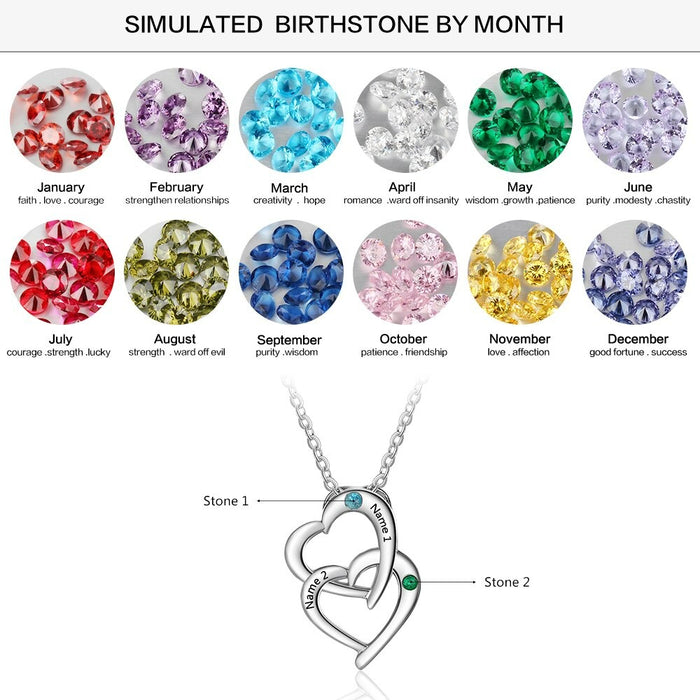 Personalized Silver Interlocking Heart-Shaped Necklace