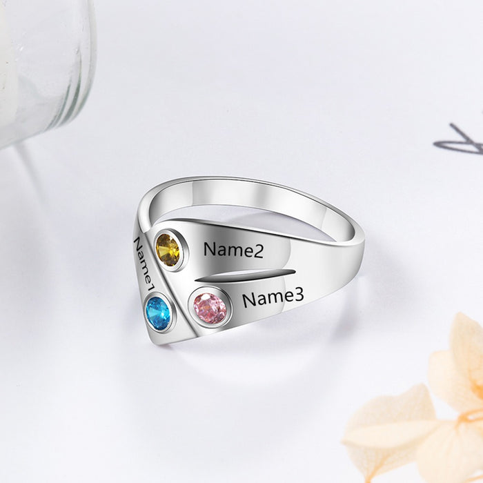 Sterling Silver Rings Customized 3 Names Ring For Women