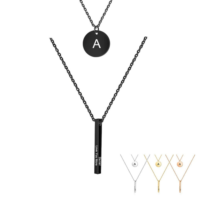 Personalized Initial Vertical Bar Necklace