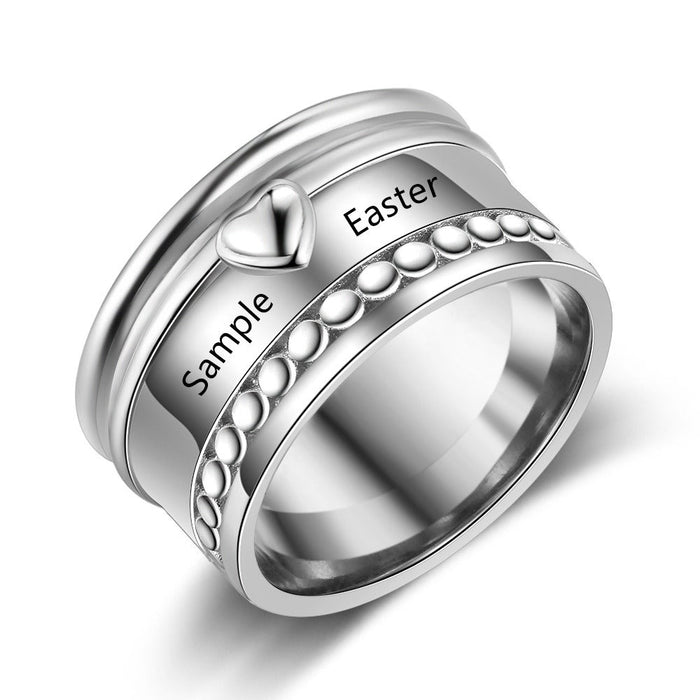 Personalized Custom 2 Names Wide Ring