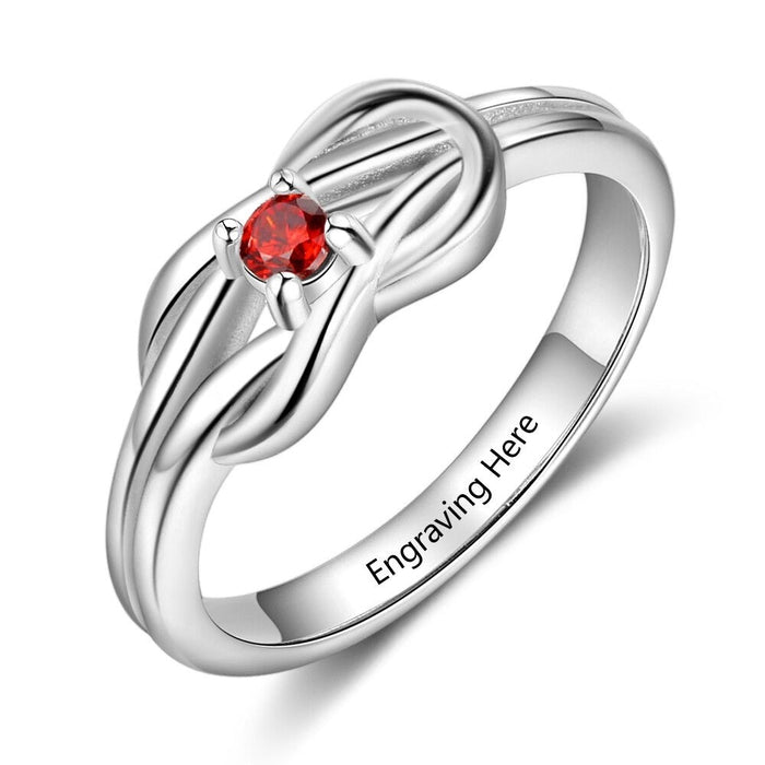 Personalized Birthstone Knot Ring For Women