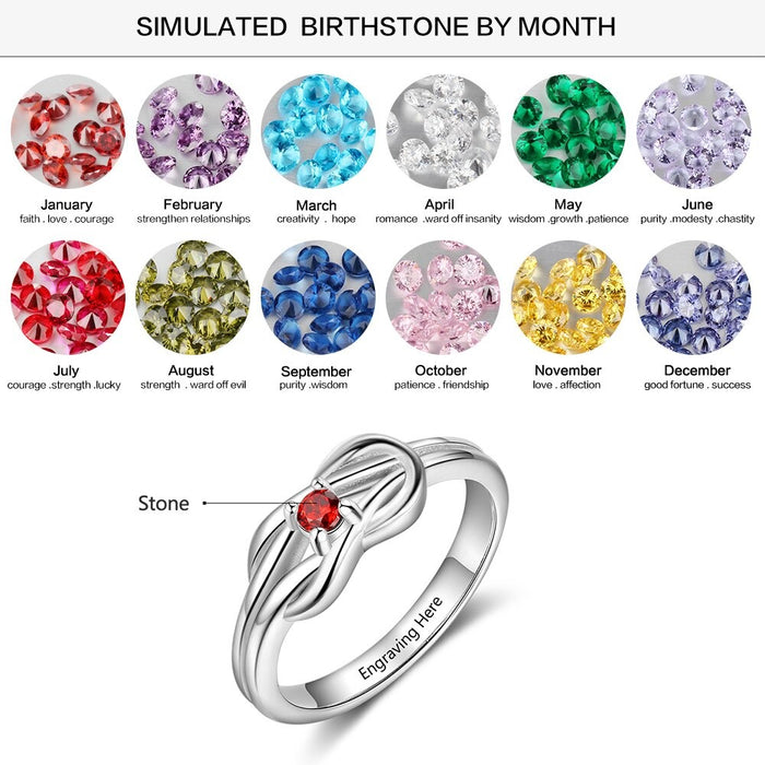 Personalized Birthstone Knot Ring For Women