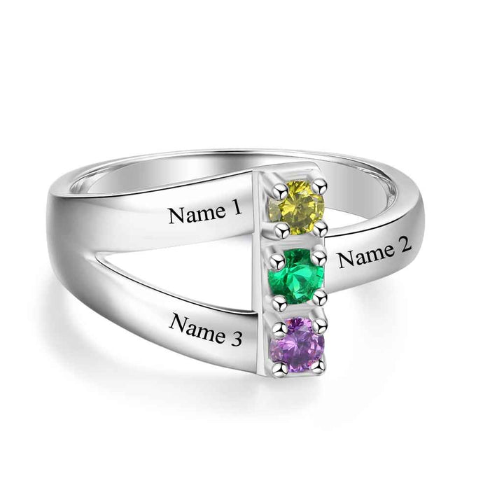 Sterling Silver Personalized Birthstone Ring For Women