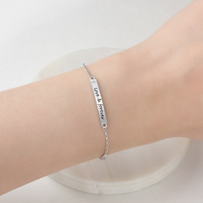Customize Engrave Name Bar Bracelets For Women