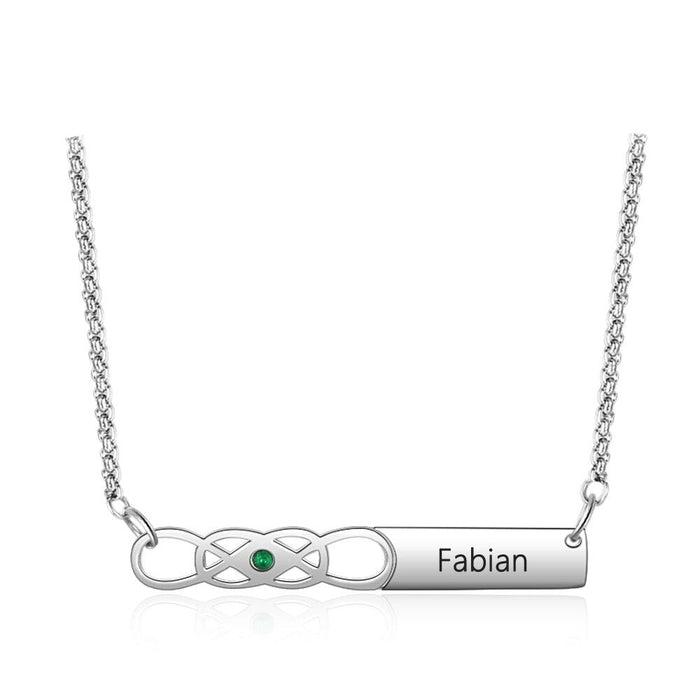 Personalized 1 Name 1 Stone Bar Necklace