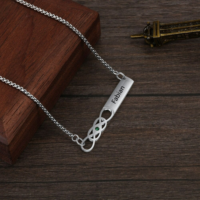 Personalized 1 Name 1 Stone Bar Necklace