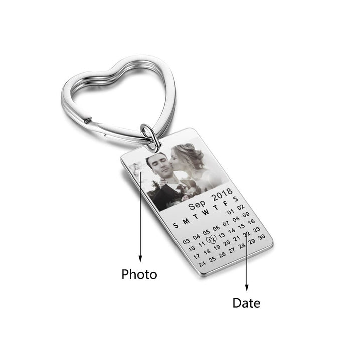 Personalized Custom Photo & Date Key Chains