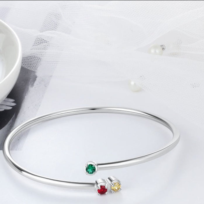 Customized 3 Birthstones Bracelets For Women