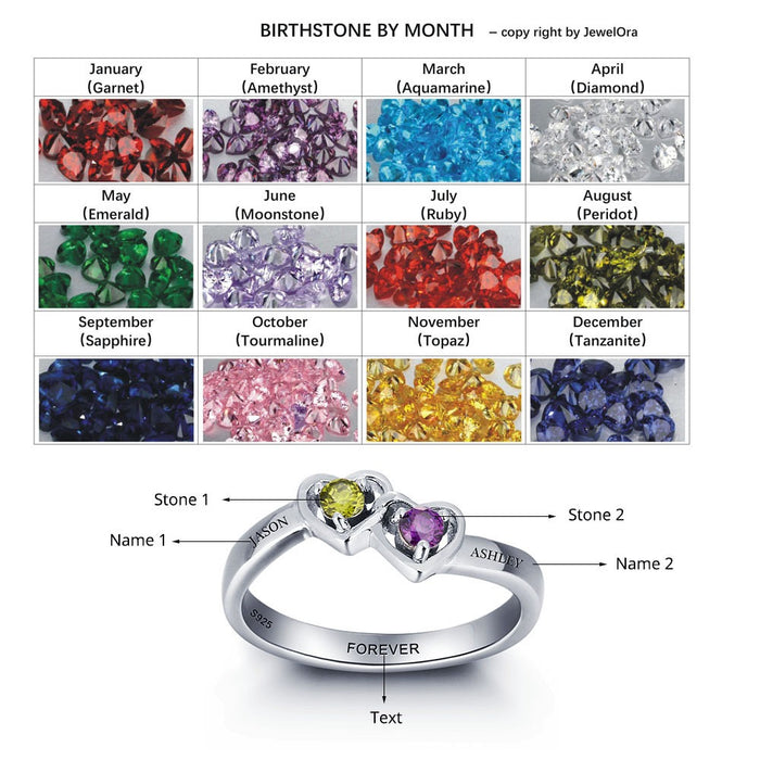 Personalized Engrave Birthstone Ring