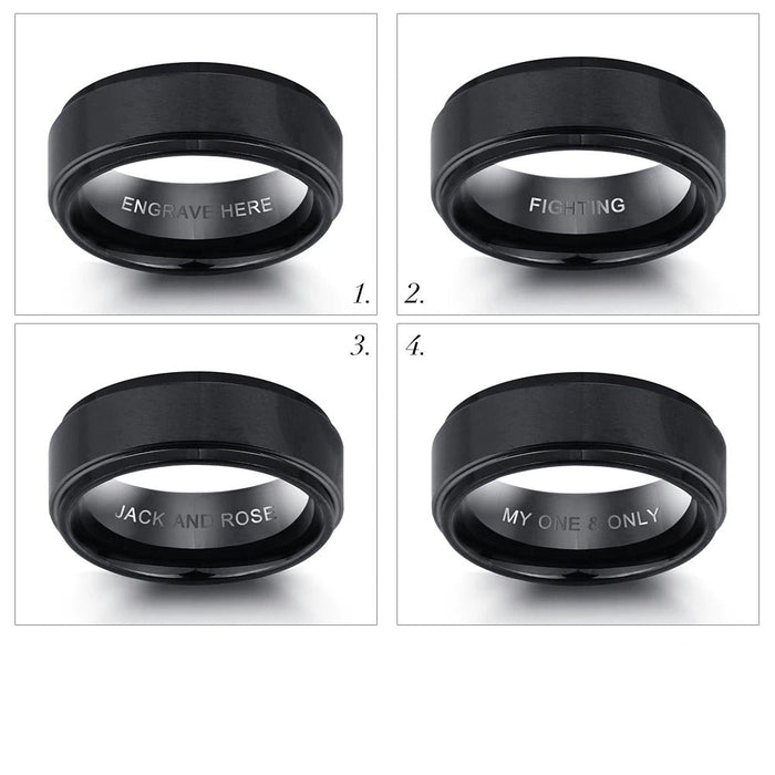 Personalized Black Stainless Steel Ring For Men