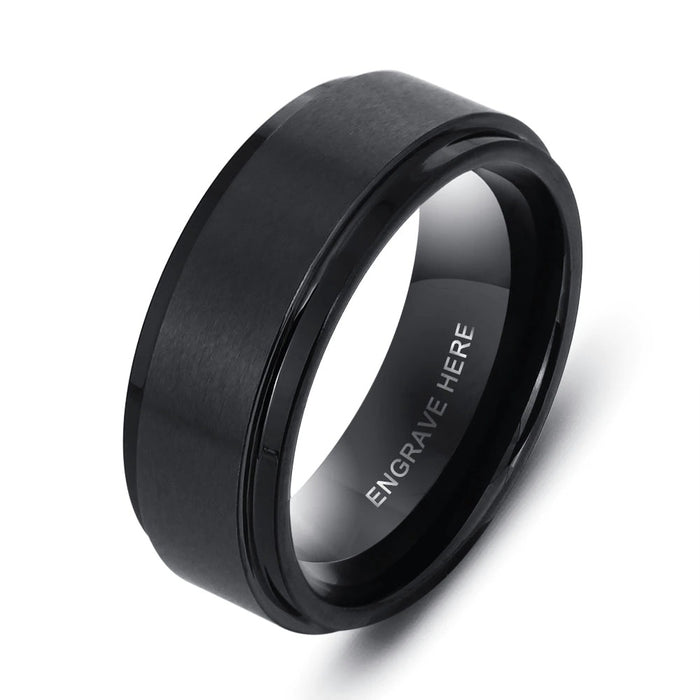 Personalized Black Stainless Steel Ring For Men
