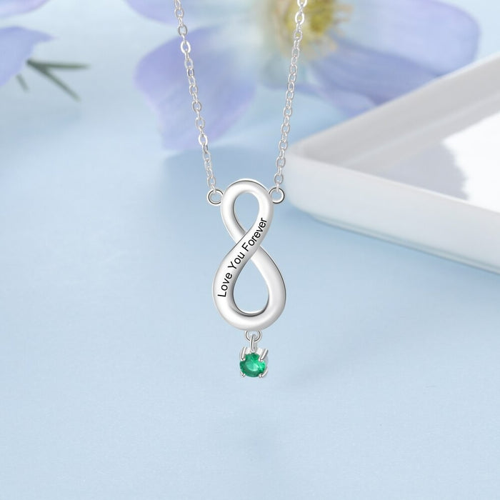 Personalized Engraved 1 Stone Infinity Love Necklace