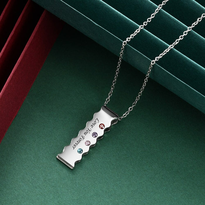 Personalized Engraved 4 Stones Bar Necklace