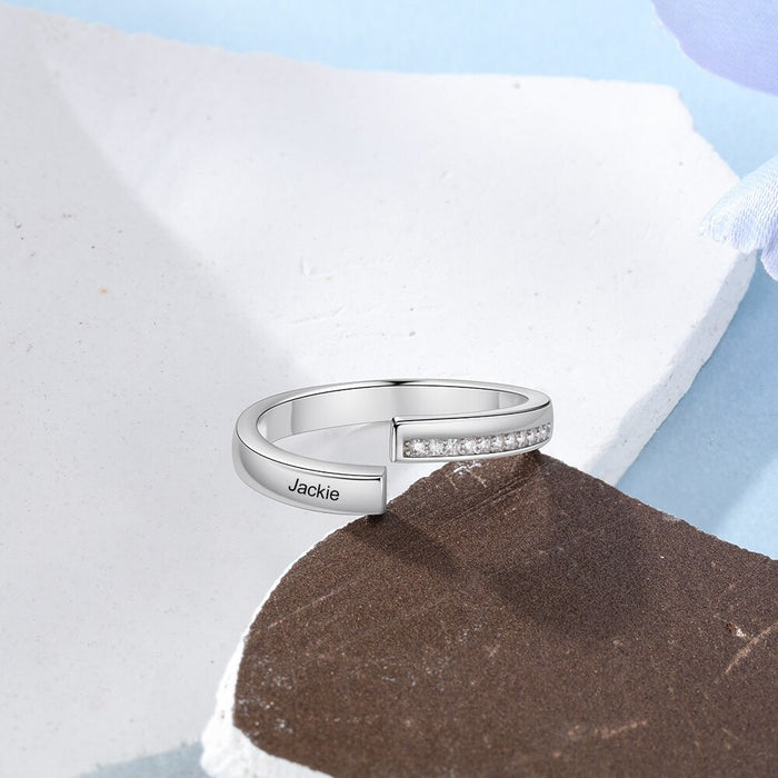 Personalized Paved Adjustable Couple Rings
