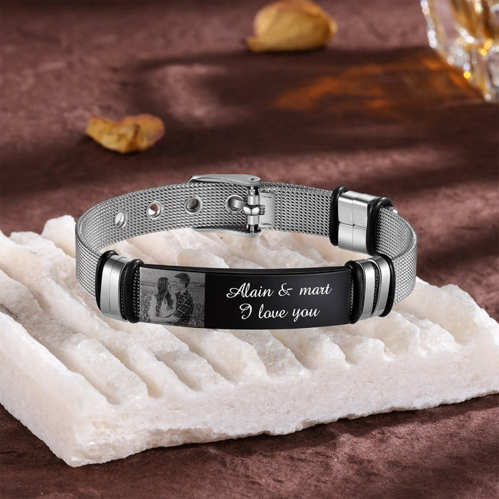 Customized Engraved Name Date Bracelet