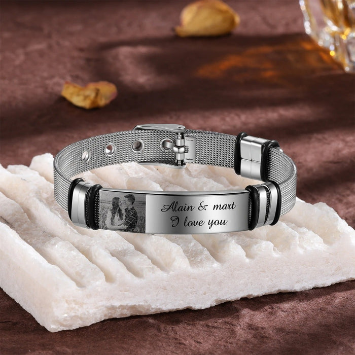 Customized Engraved Name Date Bracelet