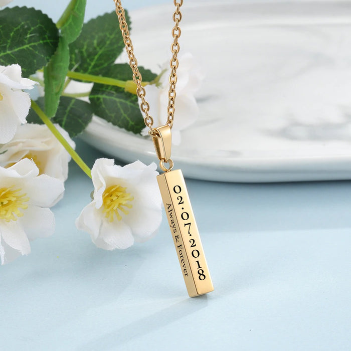 Personalized Engraved 1 Date Necklaces