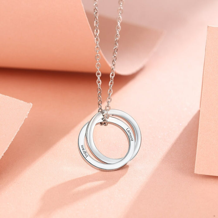 Personalized 2 Name Intertwined Circle Necklace