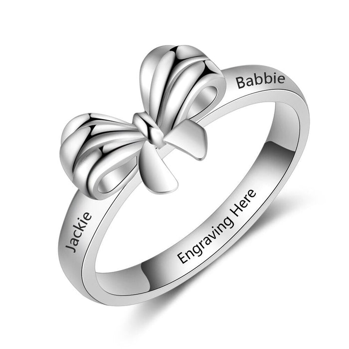 Personalized Engraved Bow Knot Ring Gift For Women