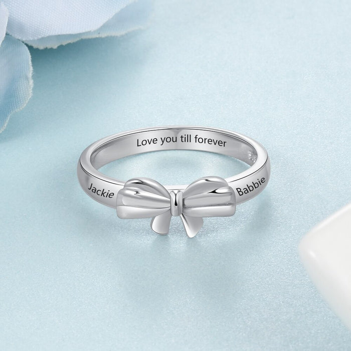 Personalized Engraved Bow Knot Ring Gift For Women