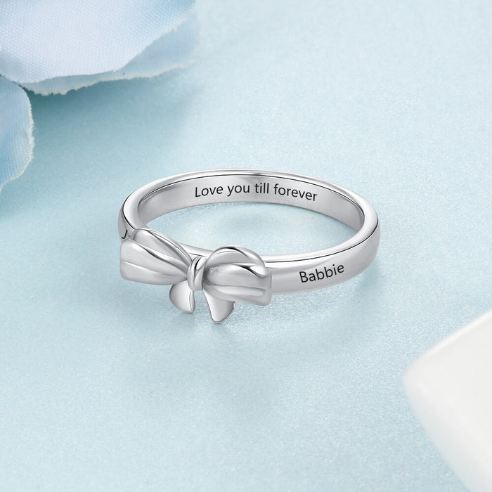 Personalized Engraved Bow Knot Ring Gift For Women