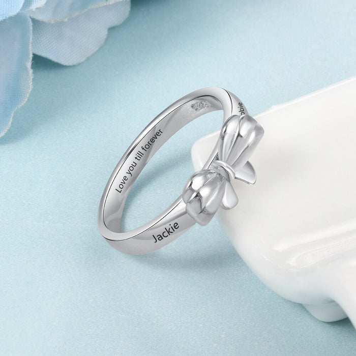 Personalized Engraved Bow Knot Ring Gift For Women