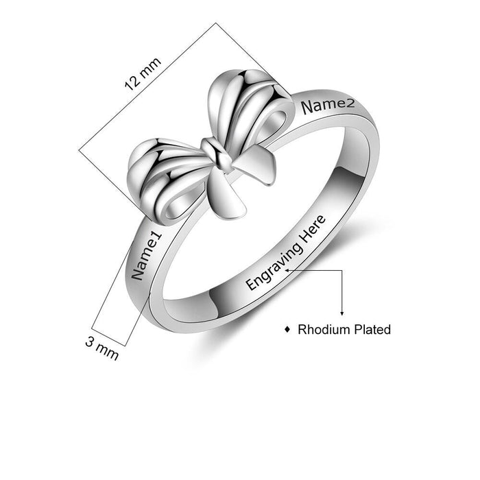 Personalized Engraved Bow Knot Ring Gift For Women