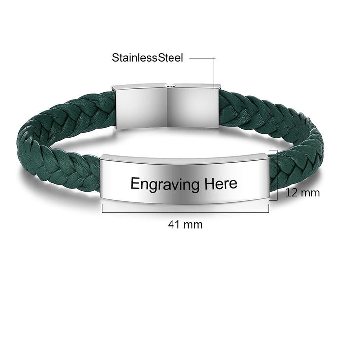Personalized Engraved Stainless Steel Bar Bracelets For Men