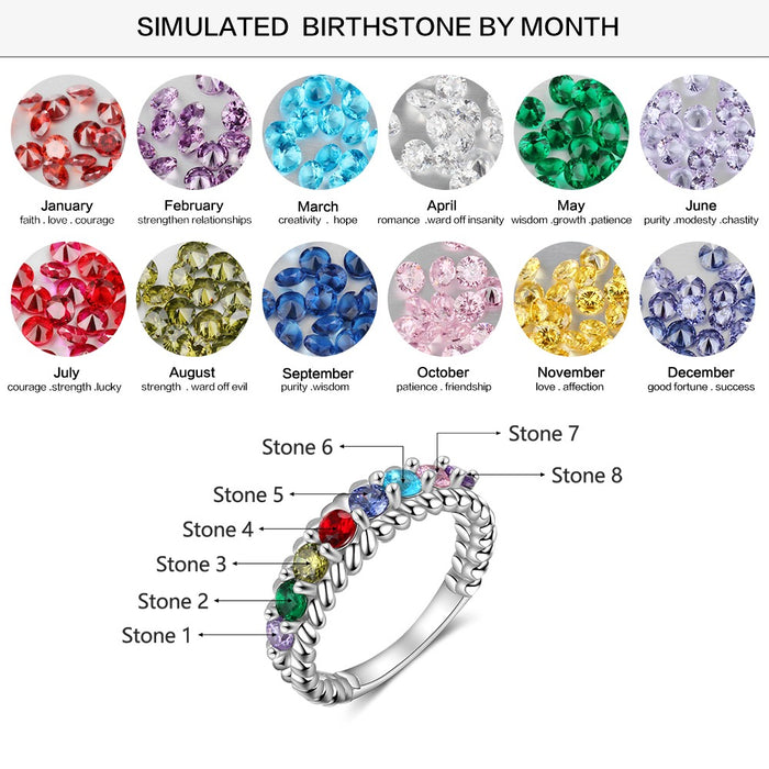 Customized 8 Birthstones Ring For Women